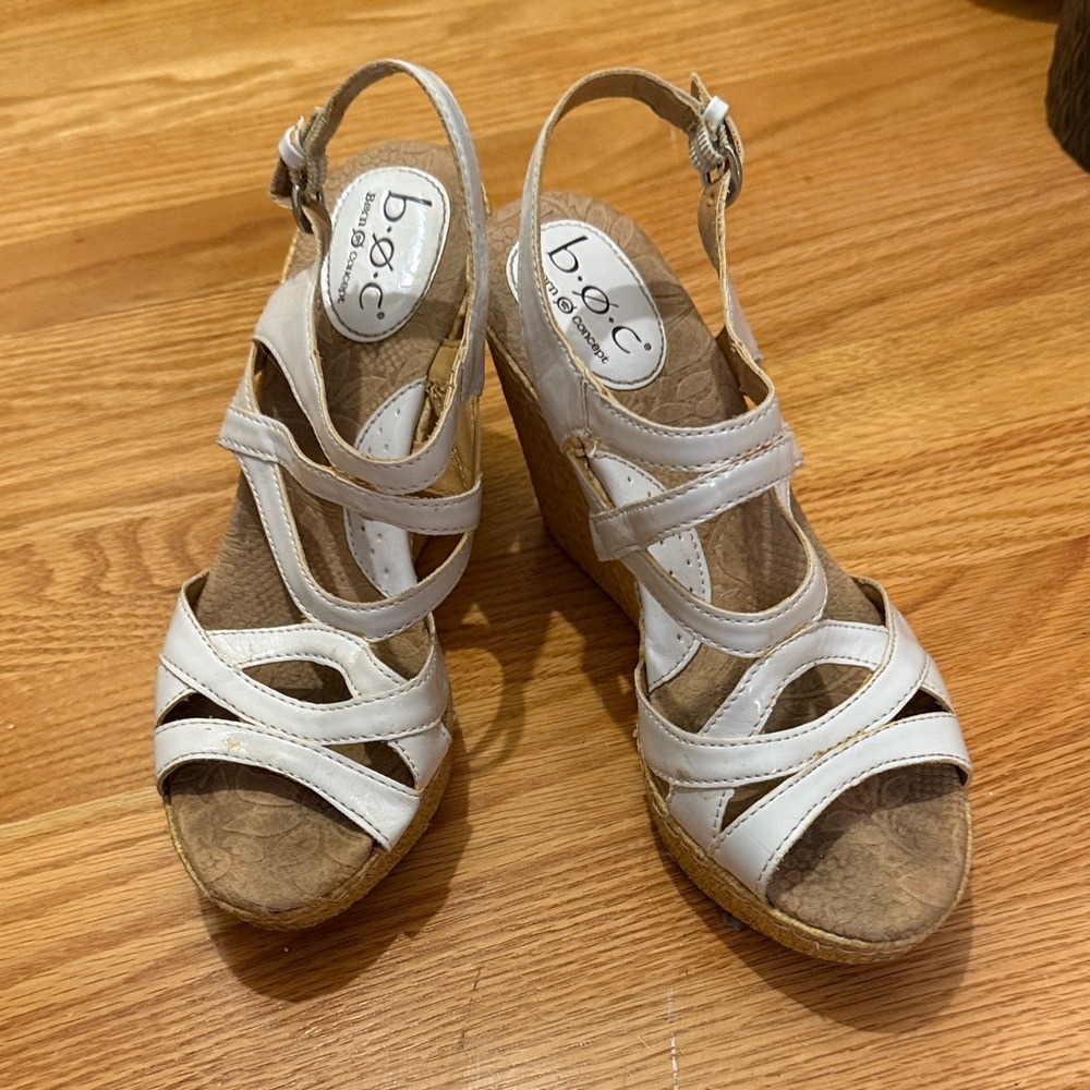 b.o.c. Cream Wedge Sandals for Women
